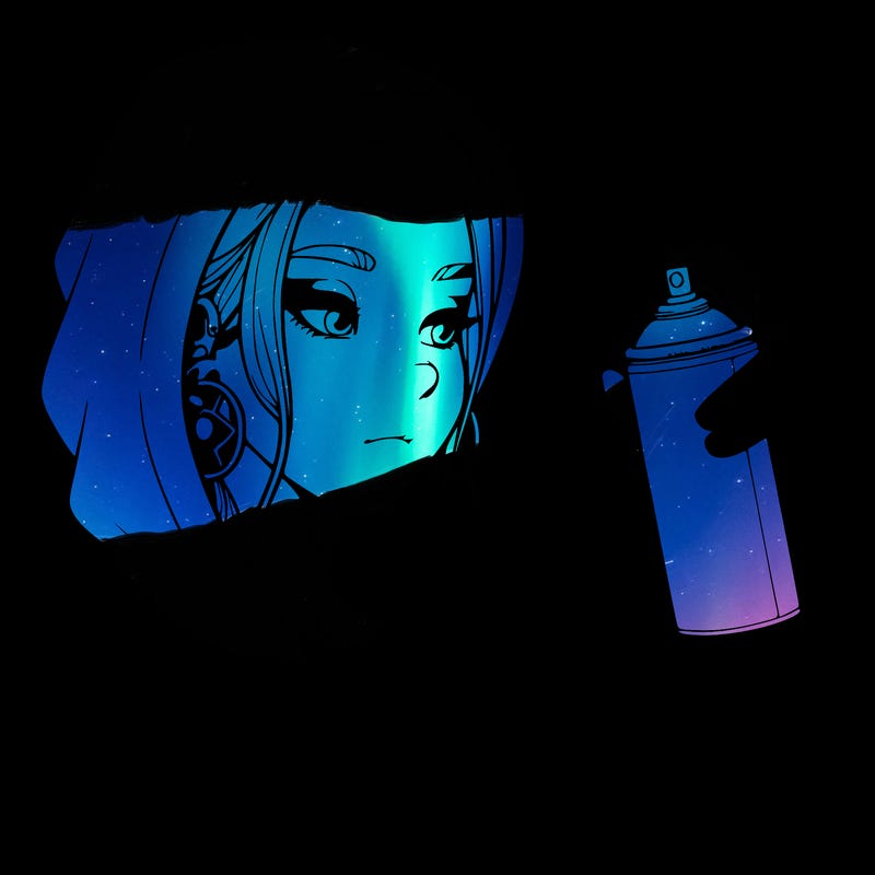 a realistic girl, spray painting
