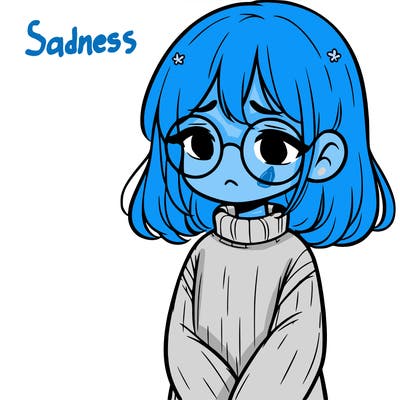 sad girl with glasses in a sweater