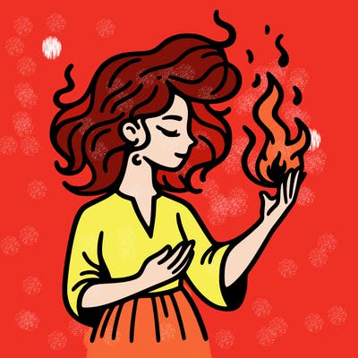 woman with fire