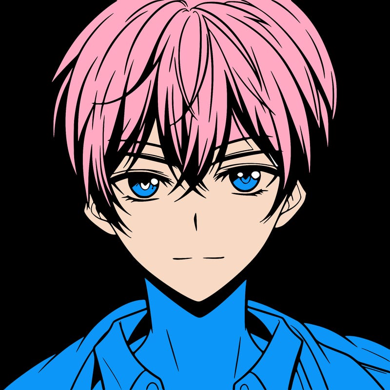 anima boy with handsome face