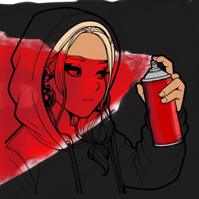 a realistic girl, spray painting