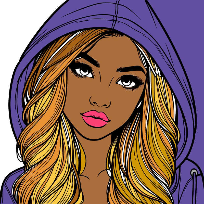 realistic beautiful girl with a hood on