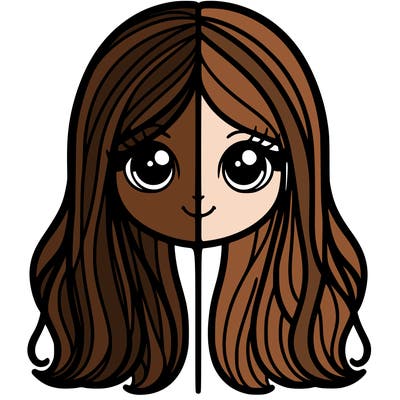 split girl with long hair