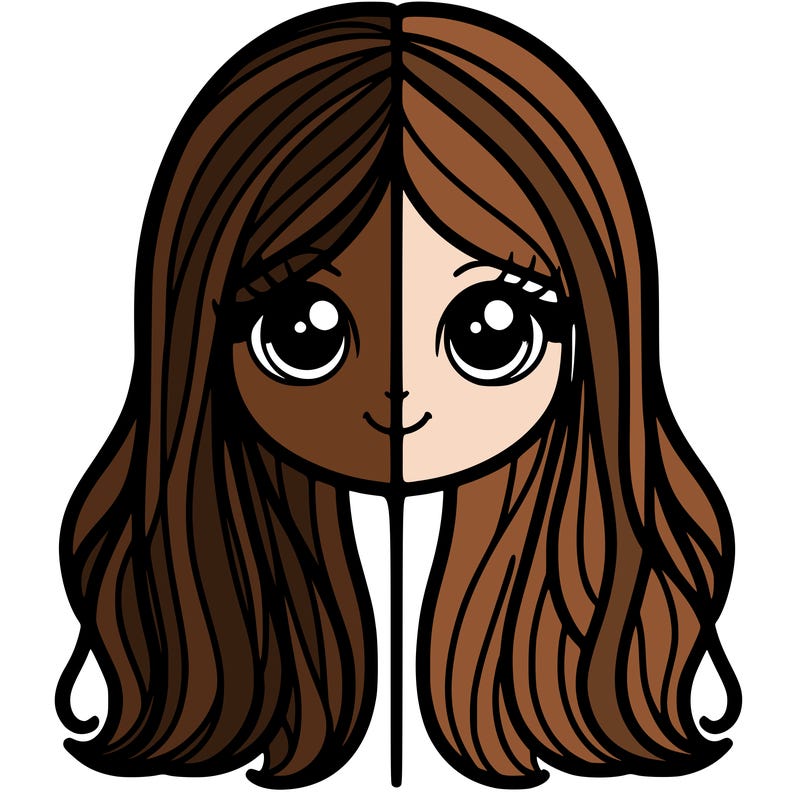 split girl with long hair