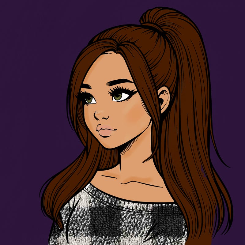 realistic girl with a high ponytail