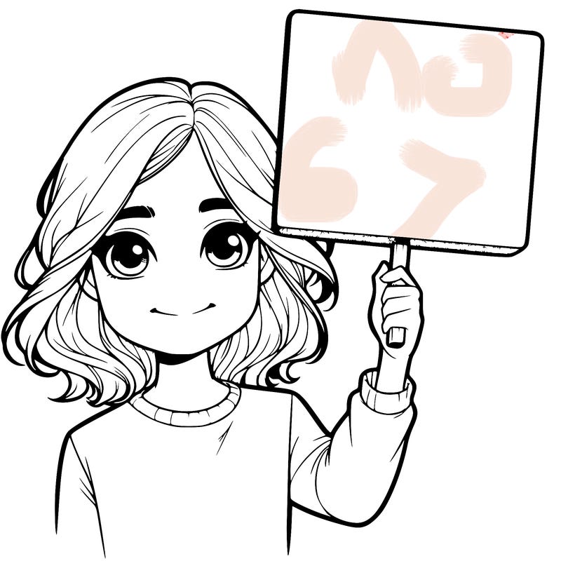 realistic girl holding up a sign