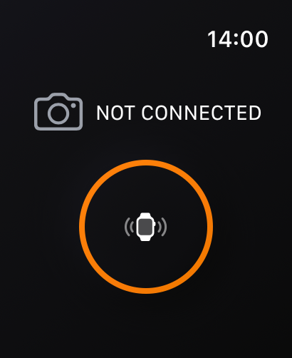 sMoteWatch - camera remote - Apple Watch interface for sMoteWatch app showing camera not connected