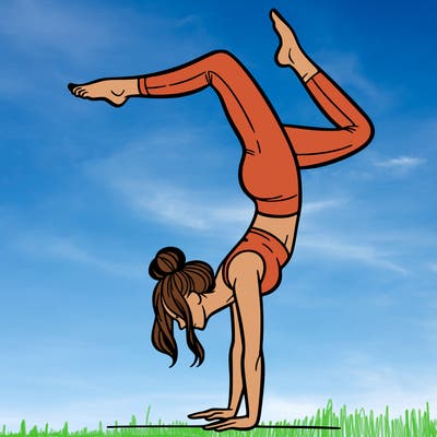 a woman doing a handstand