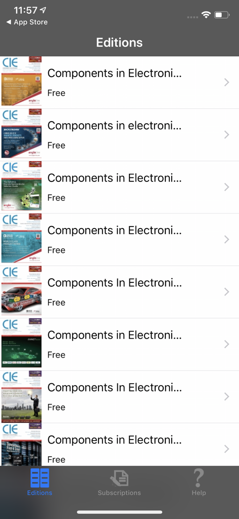 List of digital magazine editions in the Components In Electronics mobile app