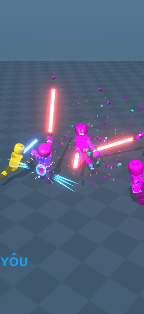 Block Gladiator 3D: sword duel - Voxel characters fighting with glowing light sabers in a 3D arena