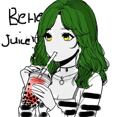 realistic girl drinking boba tea