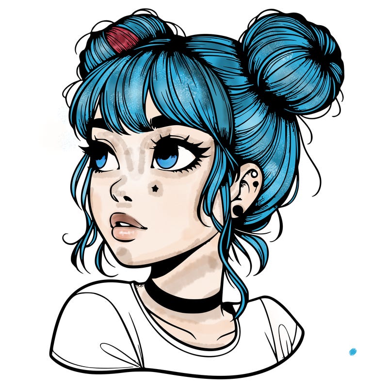 realistic girl with spacebuns