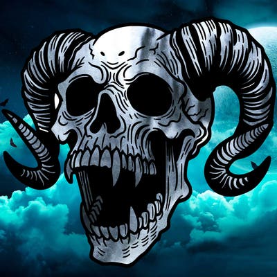 horror skull with horns