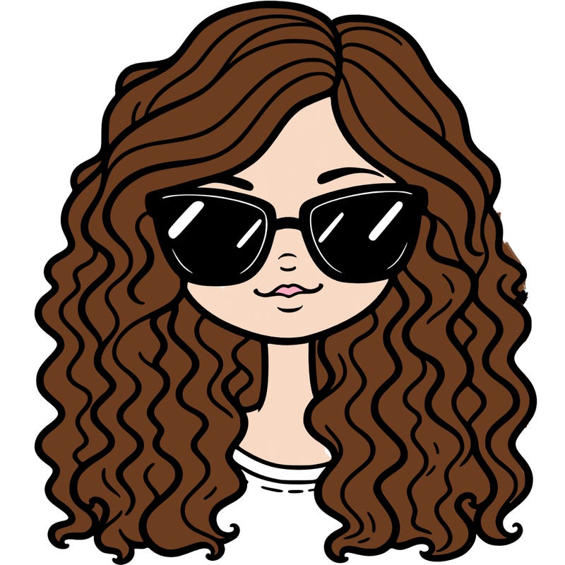 cool girl with long curly hair