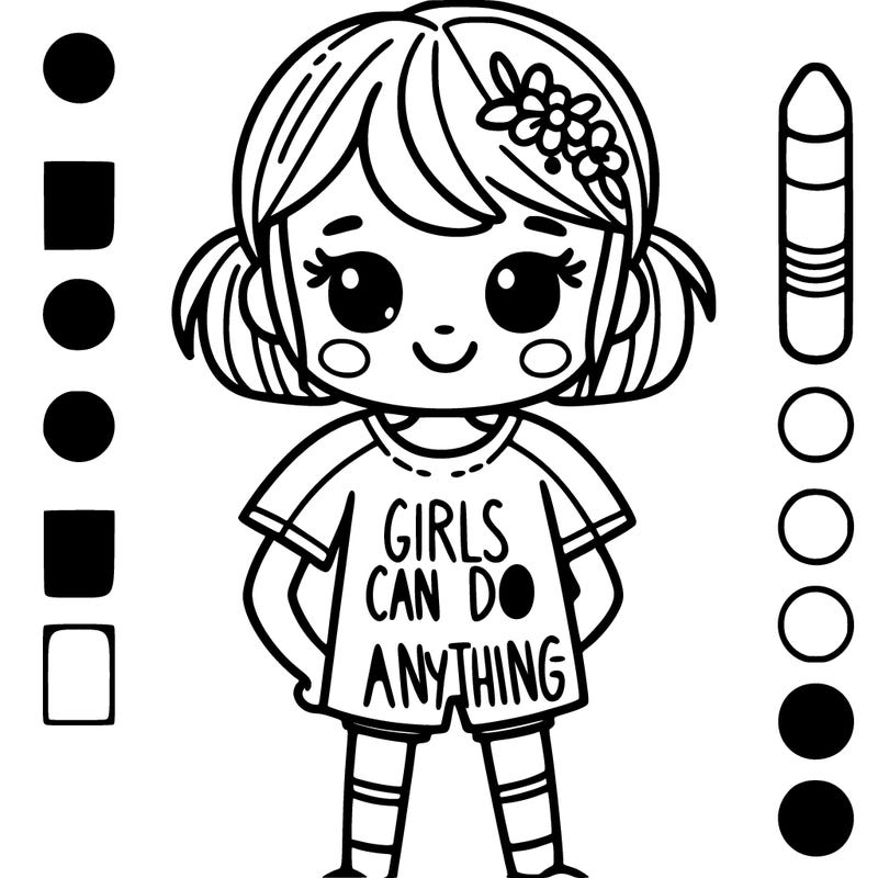 girl with a shirt saying girls can do anything