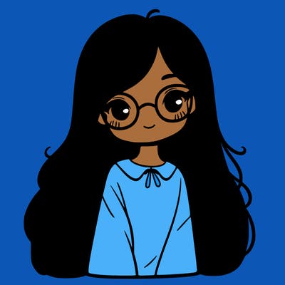 girl with long hair and glasses