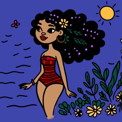 african woman in a swimsuit