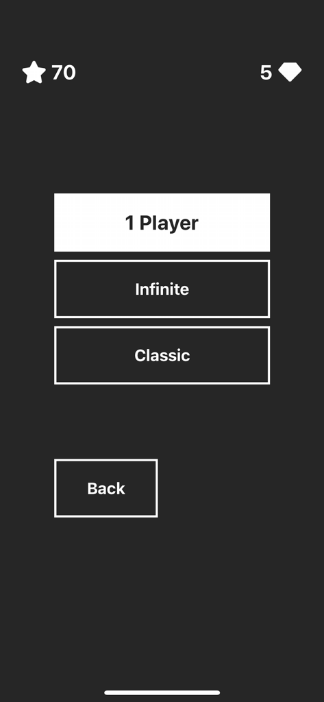 Ultra Ping Pong - Ultra Ping Pong single player game mode selection menu showing Infinite and Classic options