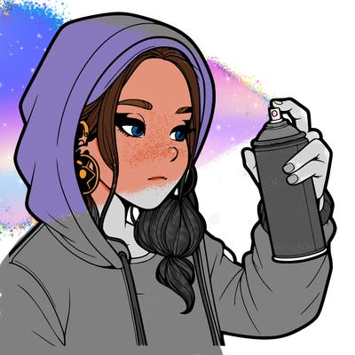 a realistic girl, spray painting