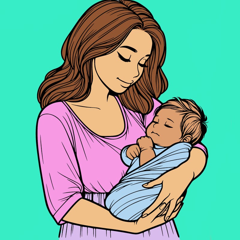 mother holding baby realistic