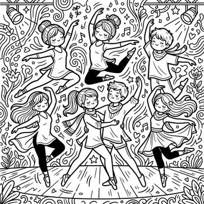 Dive into the graceful world of dance with this delightful Kawaii Contemporary Dancers coloring page. Capture the fluid movements and sweet expressions of these charming performers.