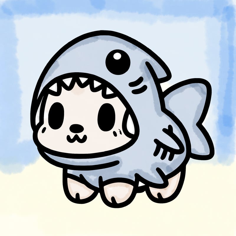 cute dog wearing a shark costume