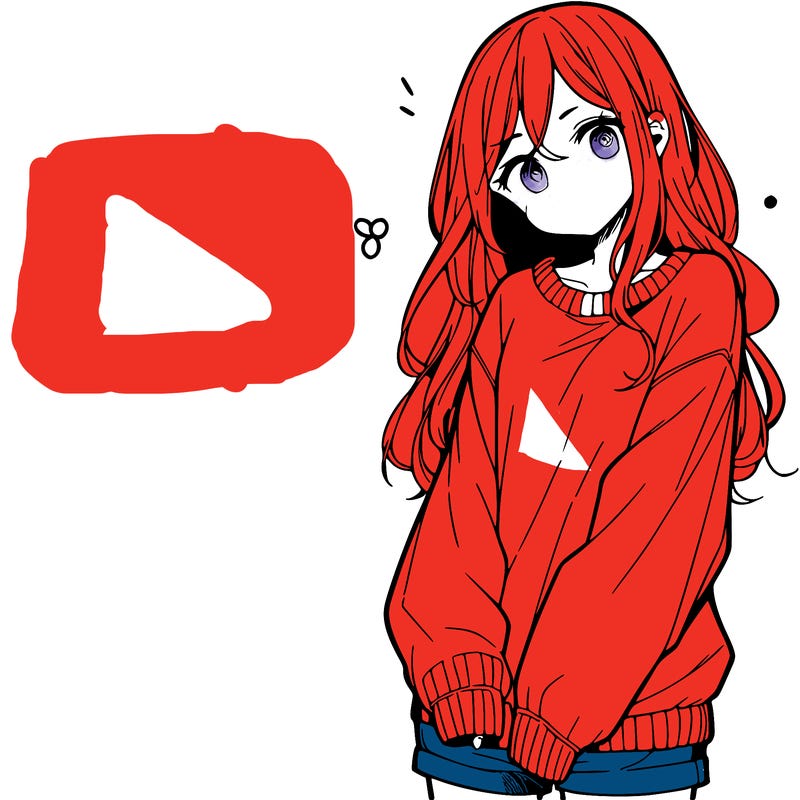 manga teen girl  in a sweater and baggy pants