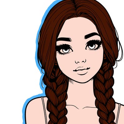 realistic girl with braids