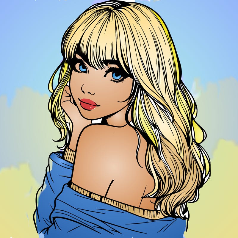 realistic girl with bangs looking over her shoulder