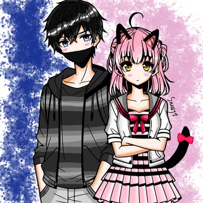 anime teen girl and boy