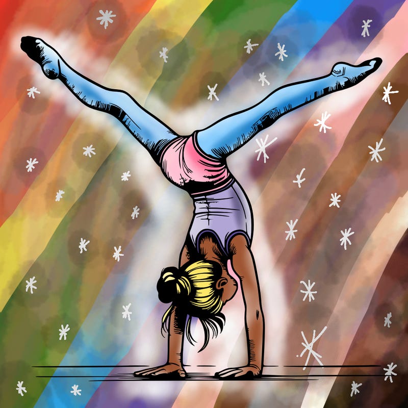 realistic gymnastic hand stand girl in four splits