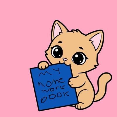 a small cat with a blank sheet of paper in its hand. the cat is sooooooo cute!