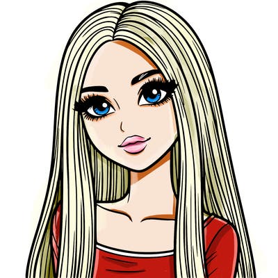 realistic girl with straight and long hair