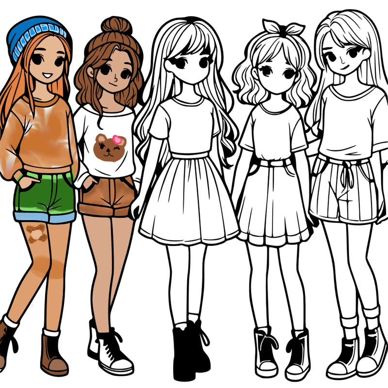 a group of five girls