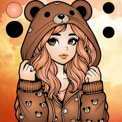 realistic girl in a animal pjs hoodie