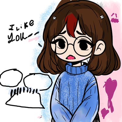 sad girl with glasses in a sweater