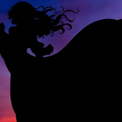 realistic woman in dress flowing the the wind