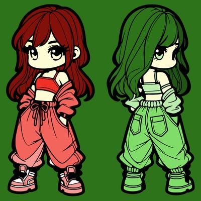 girl in crop top and baggy pants