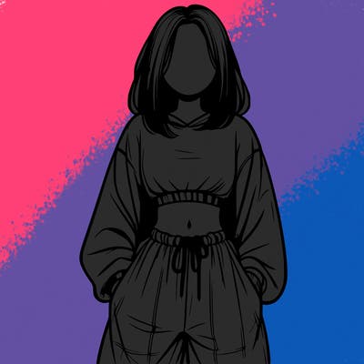 realistic girl faceless with baggy pants and a crop top