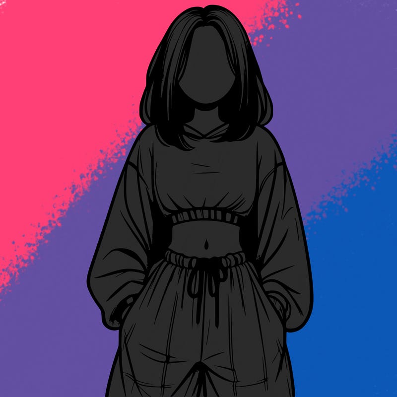 realistic girl faceless with baggy pants and a crop top