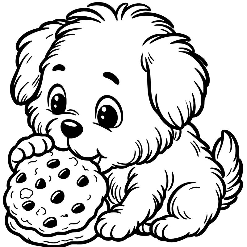 puppy eating a cookie