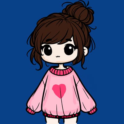 cute girl with baggy sweater and messy bun