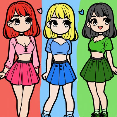 a girl in a crop top and skirt