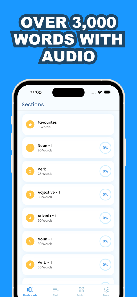 Learn Arabic & German - Learn Arabic and German app interface displaying vocabulary sections with over 3000 audio words.