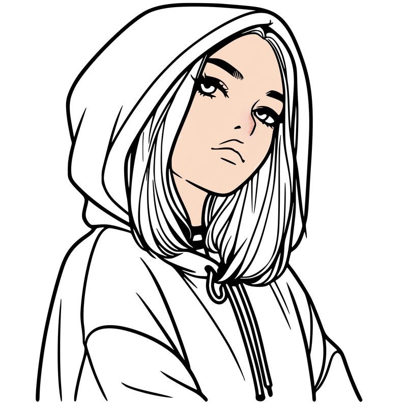 a realistic girl in a hoodie