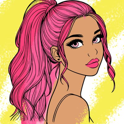 realistic pretty girl with high pony tail
