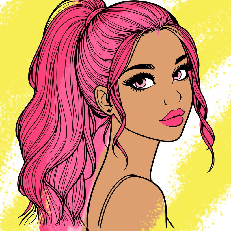 realistic pretty girl with high pony tail