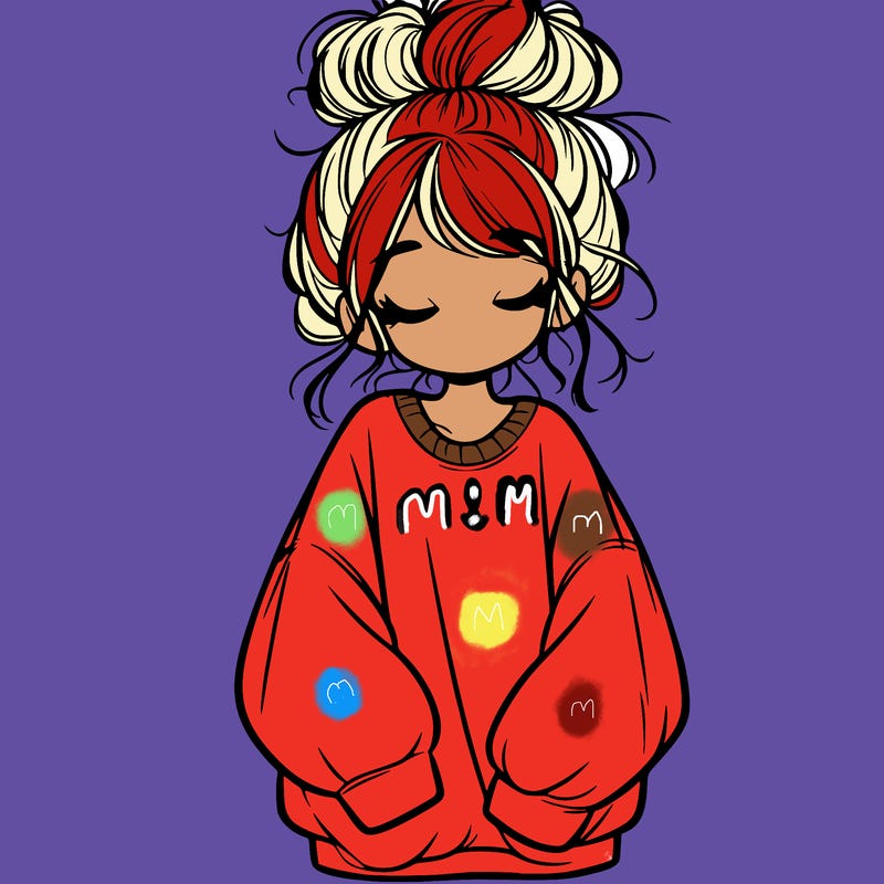 girl with baggy sweatshirt and messy bun