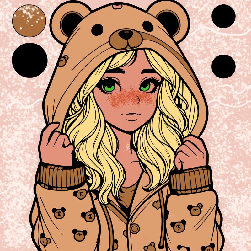 realistic girl in a animal pjs hoodie