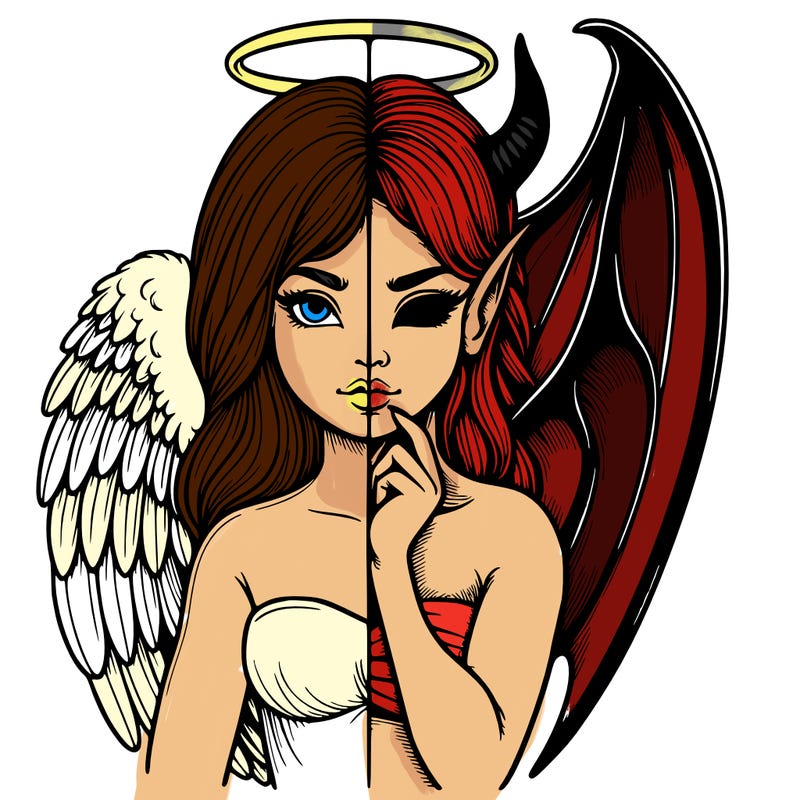 realistic angel half demon